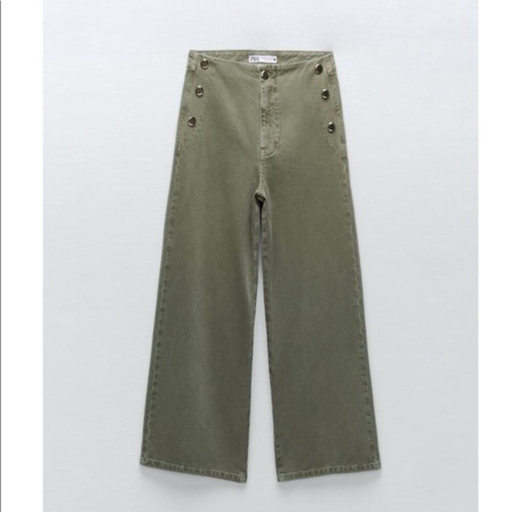 ZARA CROPPED WIDE LEG BUTTONED JEANS